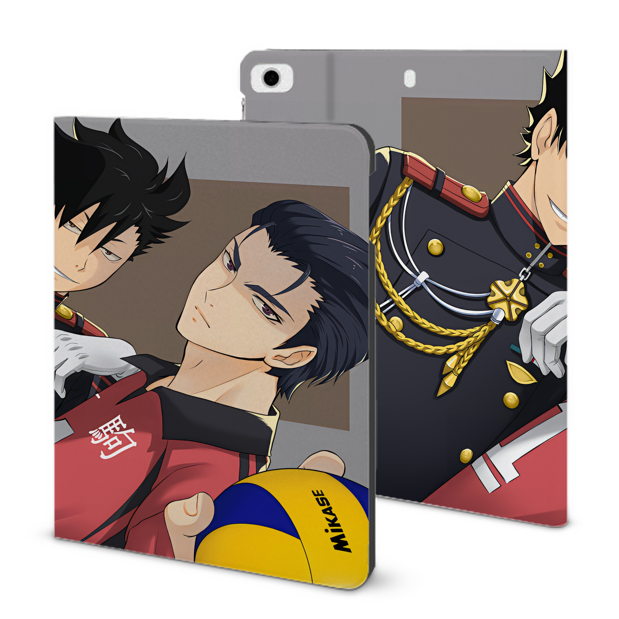 （画像用） ハイキュー!! Haikyu!! IPad ケース ブック型 PUレザー TPU 耐衝撃 軽量 薄型 ペン収納なし 全面保護 IPad 各モデル対応